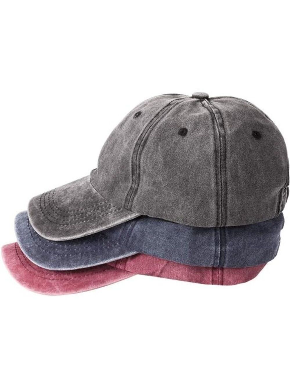 3 Pack Washed Baseball Cap Adjustable Dad Hat Cotton Unstructured Hats Men Women